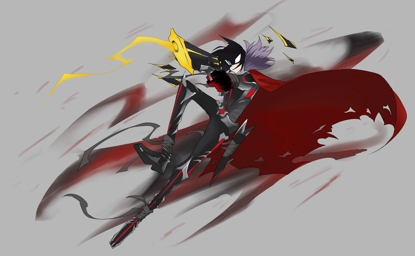 Open Medicus in motion with a red cape and firearm